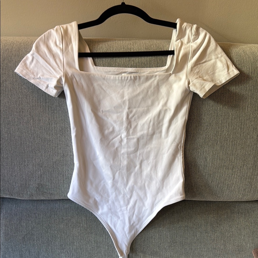 Aritzia White Square Neck Bodysuit